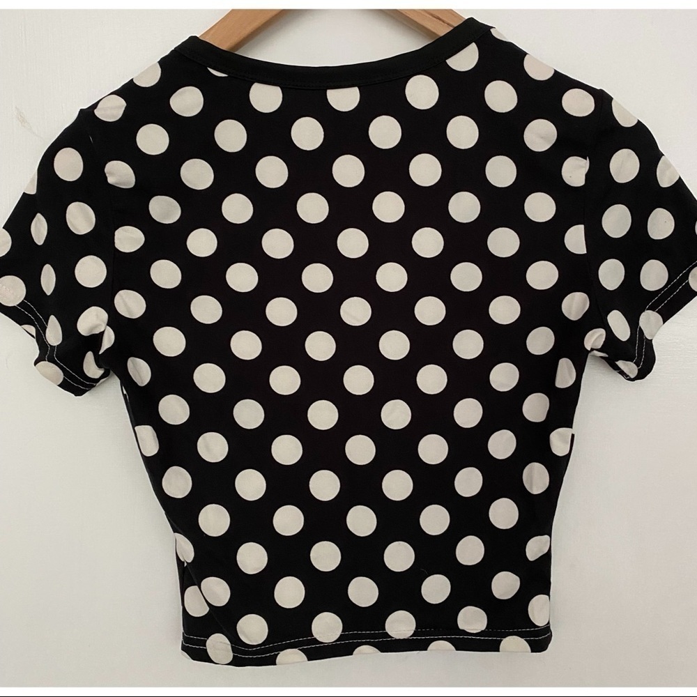 Black and White Polka Dotted Crop Top - Picture 5 of 5